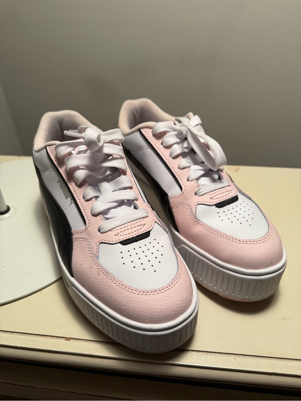 Puma Women's Pink, White & Black Platform Sneakers
